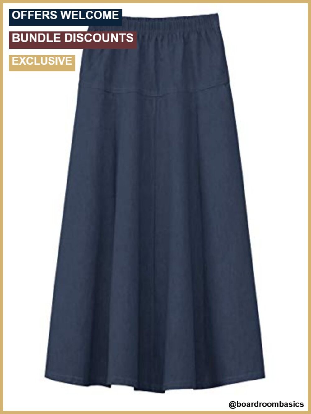 Girls Basic Denim A-Line Ankle Length Maxi Skirt Made in USA
